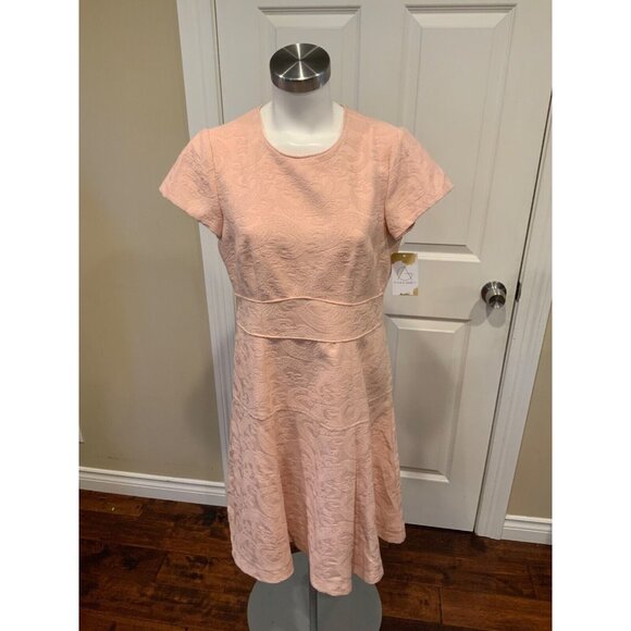 Nanette Lepore Light Peach Pink Paisley Textured Pattern Dress, Size 8 - Picture 1 of 6